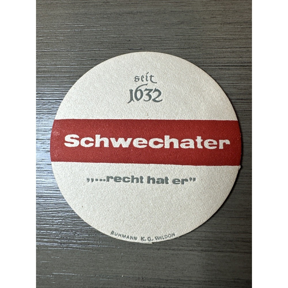 Vintage Schwechater Beer Coaster Austria Austrian Breweriana Vienna Beer